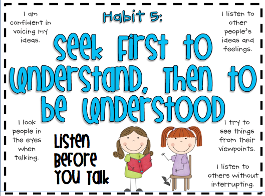 Image result for Habit 5: Seek First to Understand, then to Be Understood